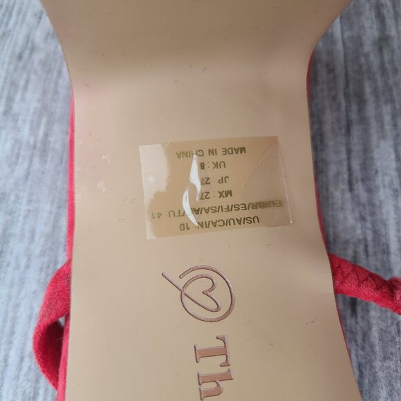 The Drop Avery Women's Red Suede Strappy Square-Toe Heeled Sandals Size 10 - Picture 11 of 12